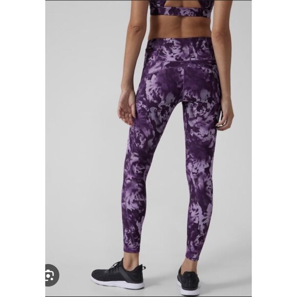 NEW Athleta Rainier Printed Tight Leggings High-Rise Drawstring Plush SuperSonic - Picture 2 of 14